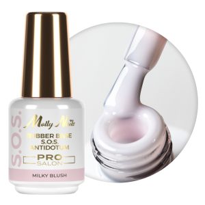 MollyNails kaučiukinė bazė Rubber Base S.O.S. Antidotum Pro Salon Milky Blush, 15 g